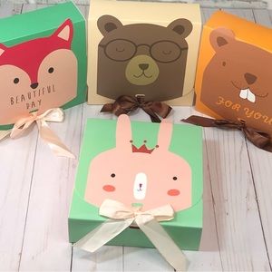 Woodland Creatures Small Gift Boxes with Ribbons - 20 Pack